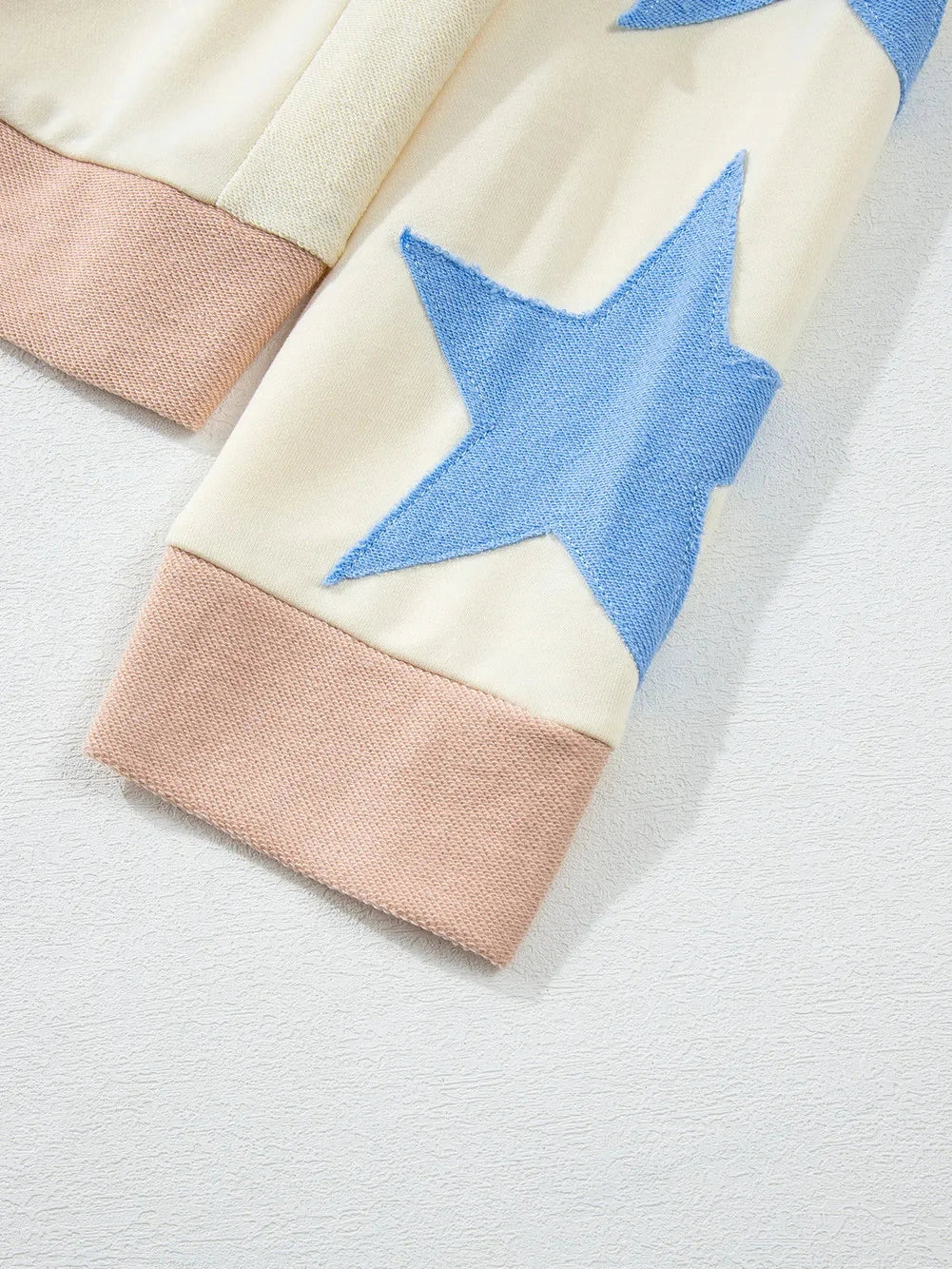 Women Star Contrast Round Neck Long Sleeve Sweatshirt