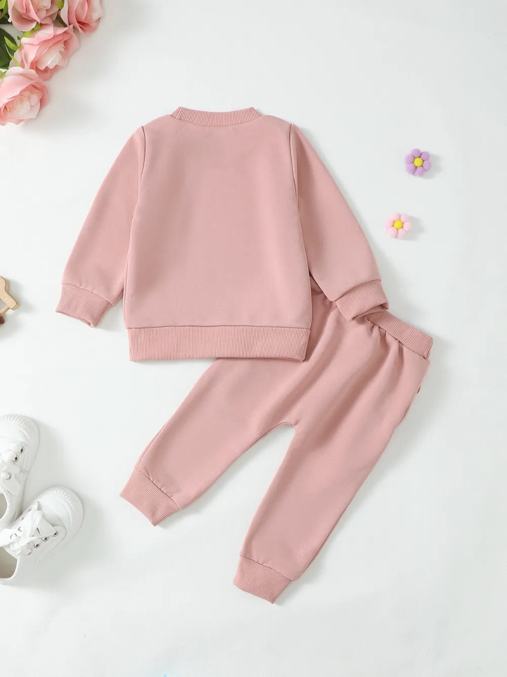 Baby and Toddler Girls Letter Graphic Sweatshirt and Pants Set