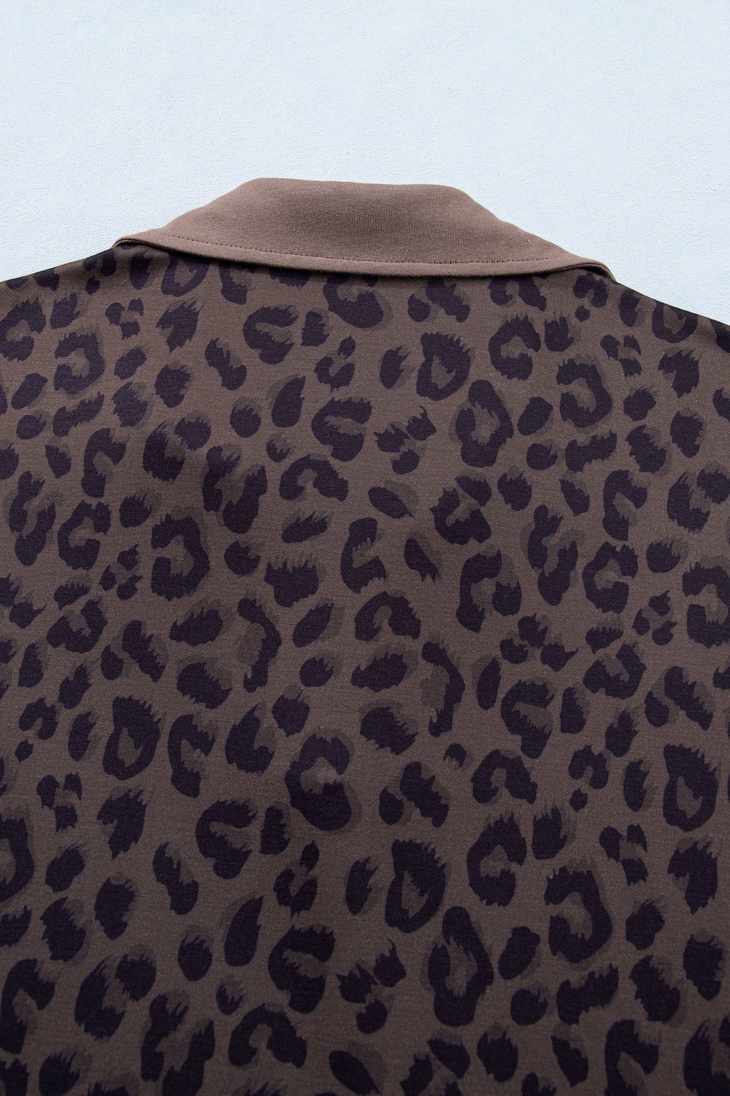 Leopard Collared V-Neck Top & Shorts Set
