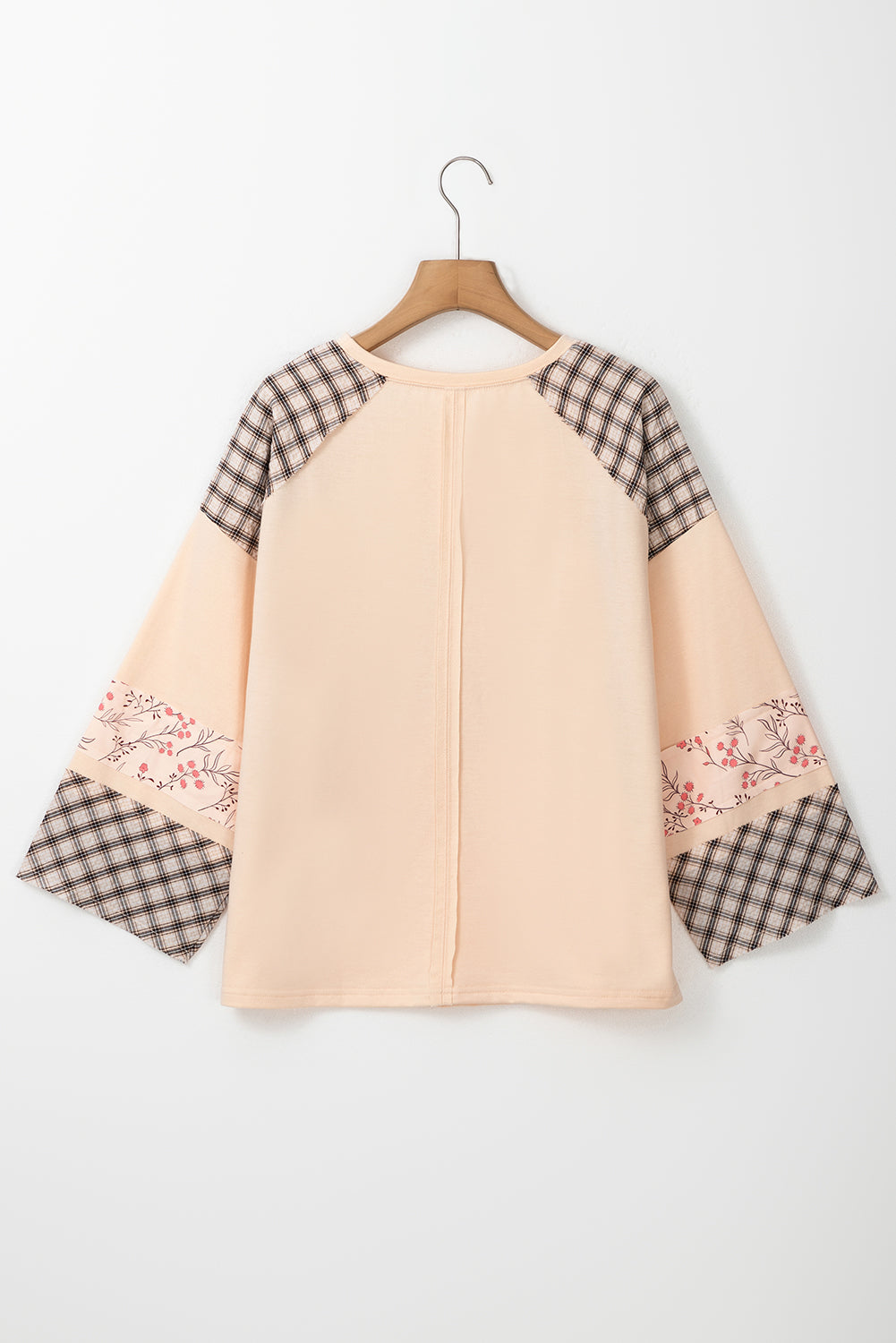 Valentine Heart Plaid Floral Patchwork Long Sleeve Top