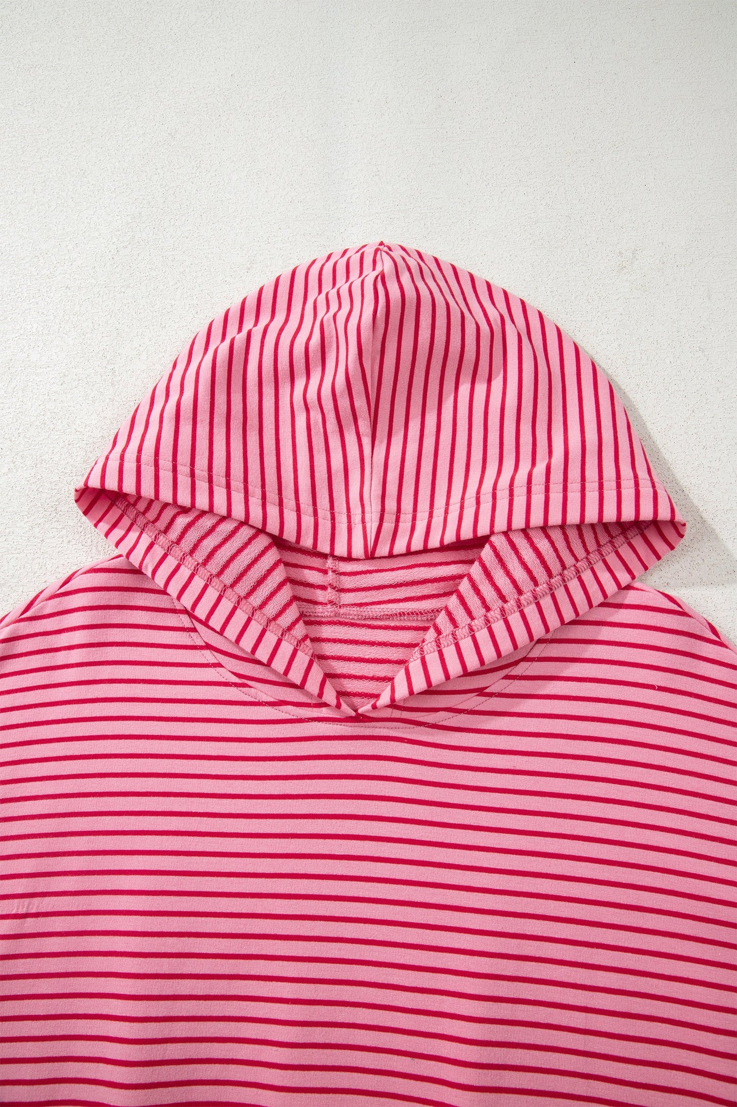 Stripe Thumbhole Sleeve Side Slit Drop Shoulder Hoodie