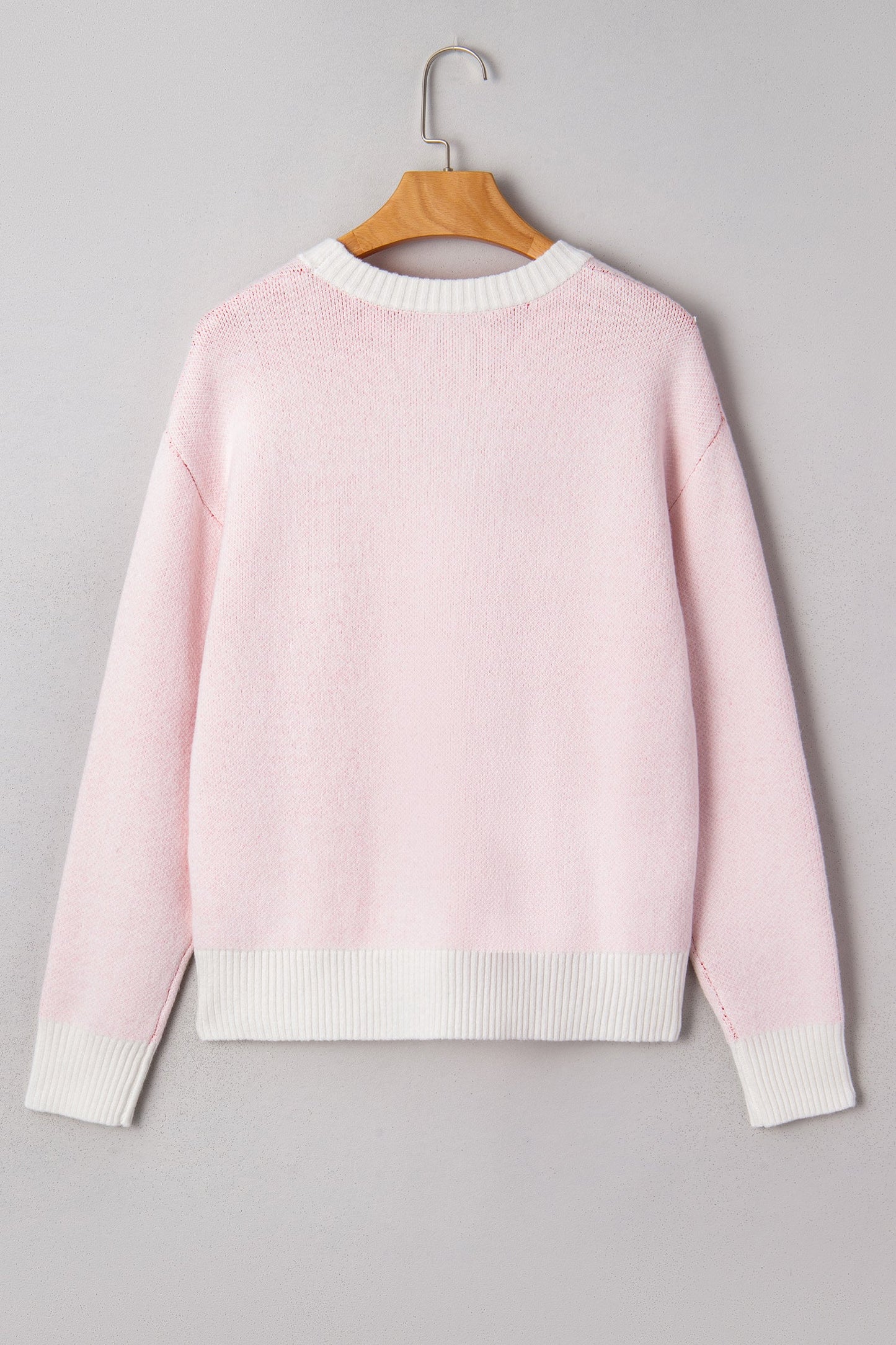 Valentine Bow Tie Cherry Drop Shoulder Sweater