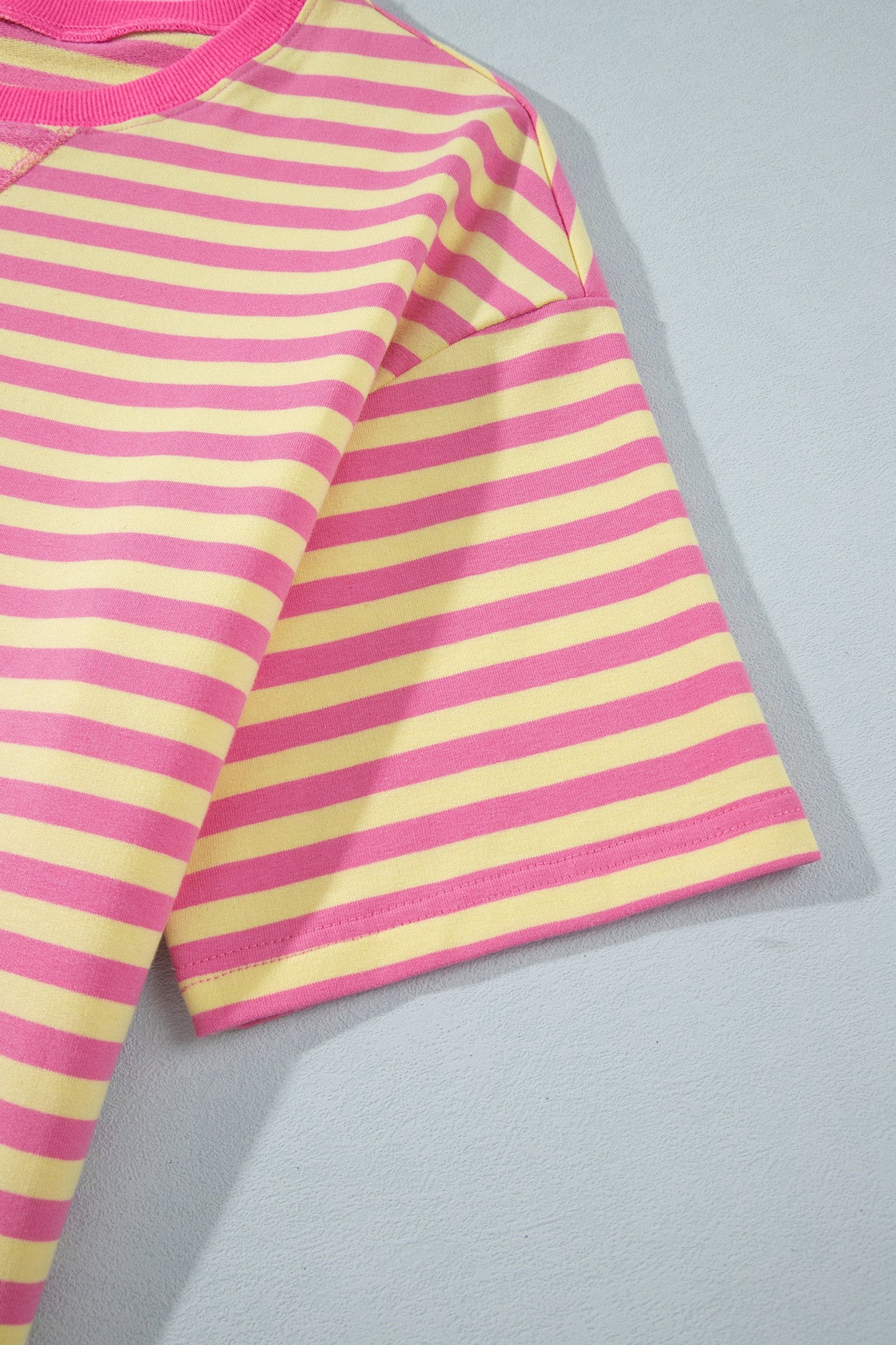 Stripe Colorblock Trim Short Sleeve Tee and Pants Set