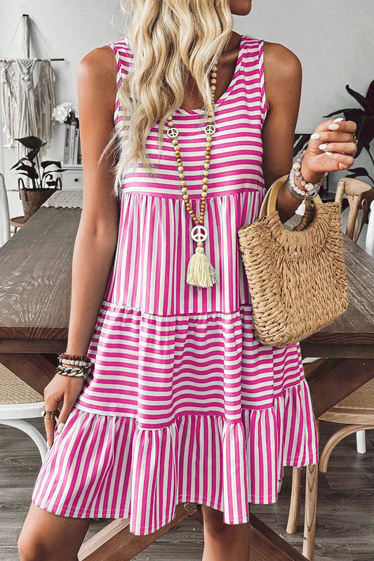Stripe Scoop Neck Sleeveless Mini Dress