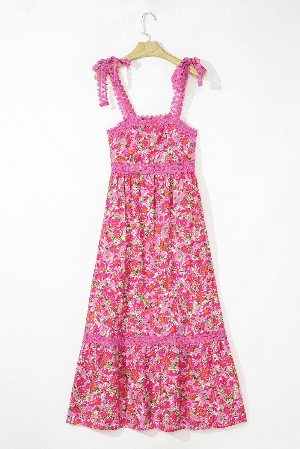 Floral Lace Empire Waist Maxi Dress