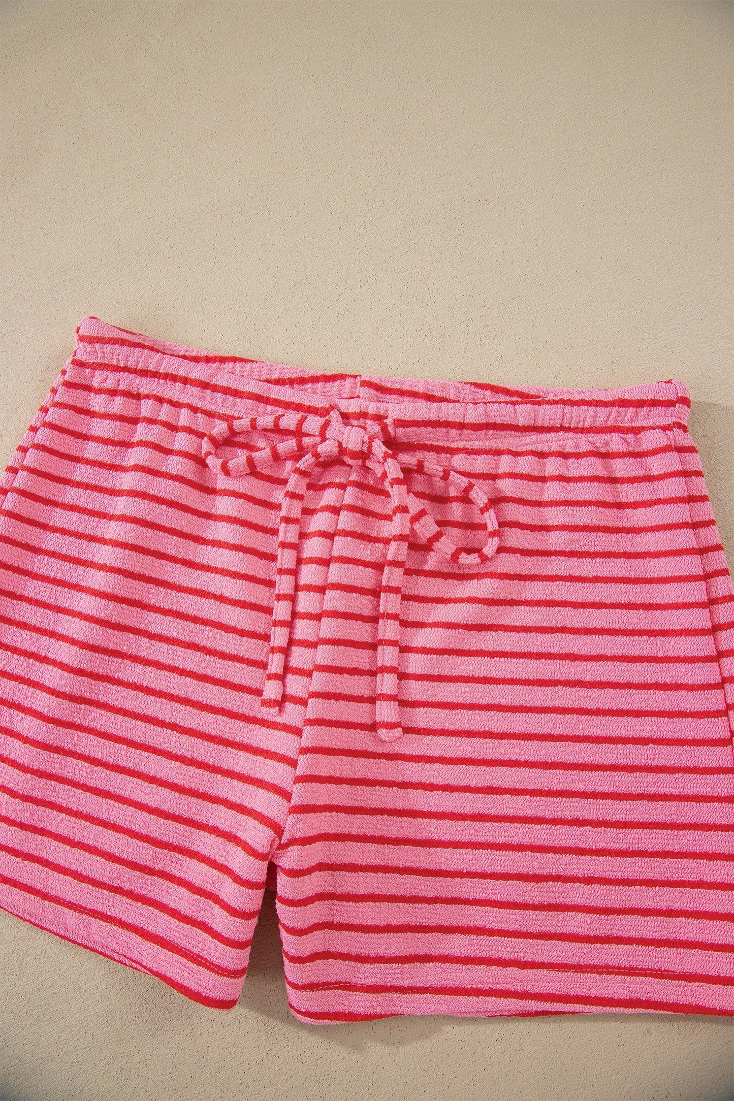 Stripe Side Split Tee & Drawstring Shorts Set