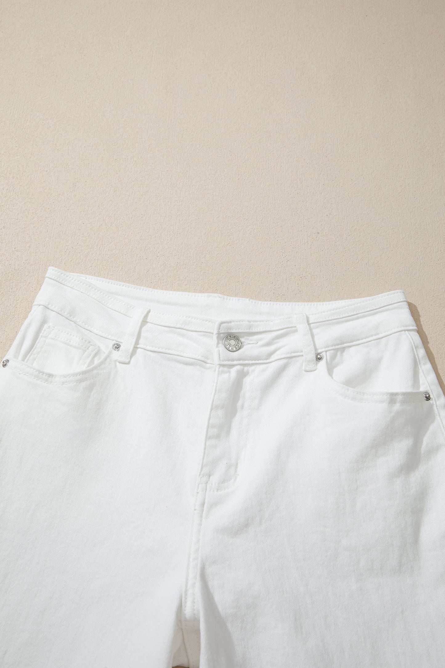 Solid Denim High Waist Wide Leg Jeans