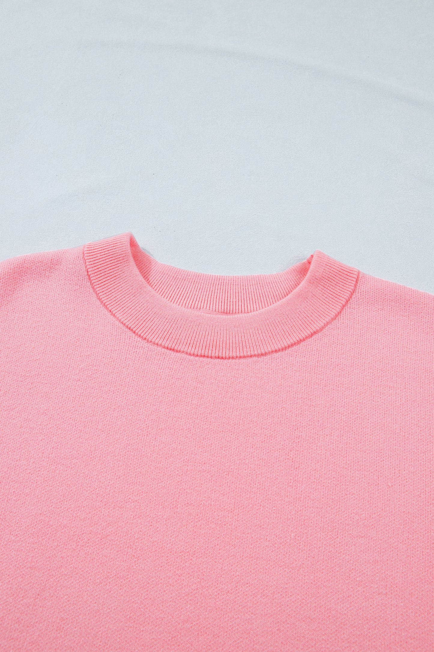 Solid Scalloped Hem 3/4 Sleeve Sweater Top