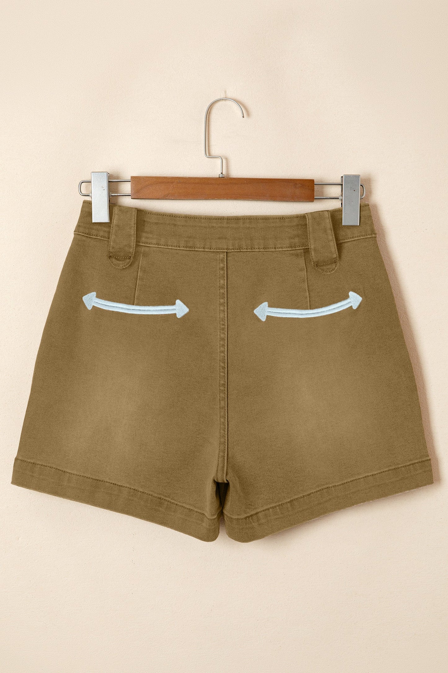 Western Denim Arrow Embroidered High Waist Shorts