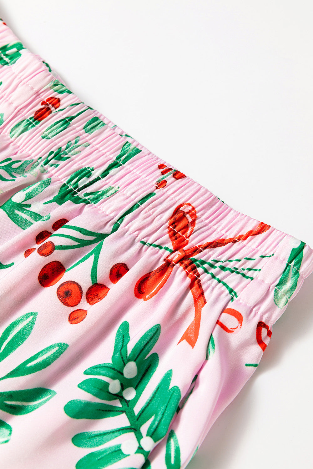 Christmas Berries Satin Shirt and Pants Pajama Set