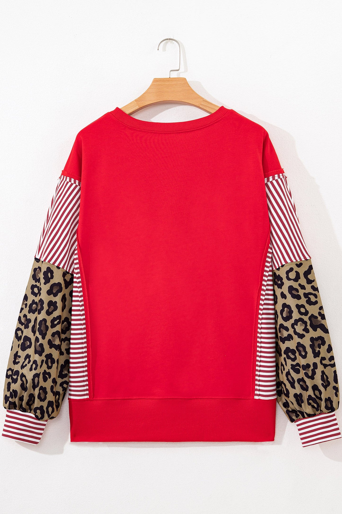Stripe Leopard Patchwork Long Sleeve Sweatshirt