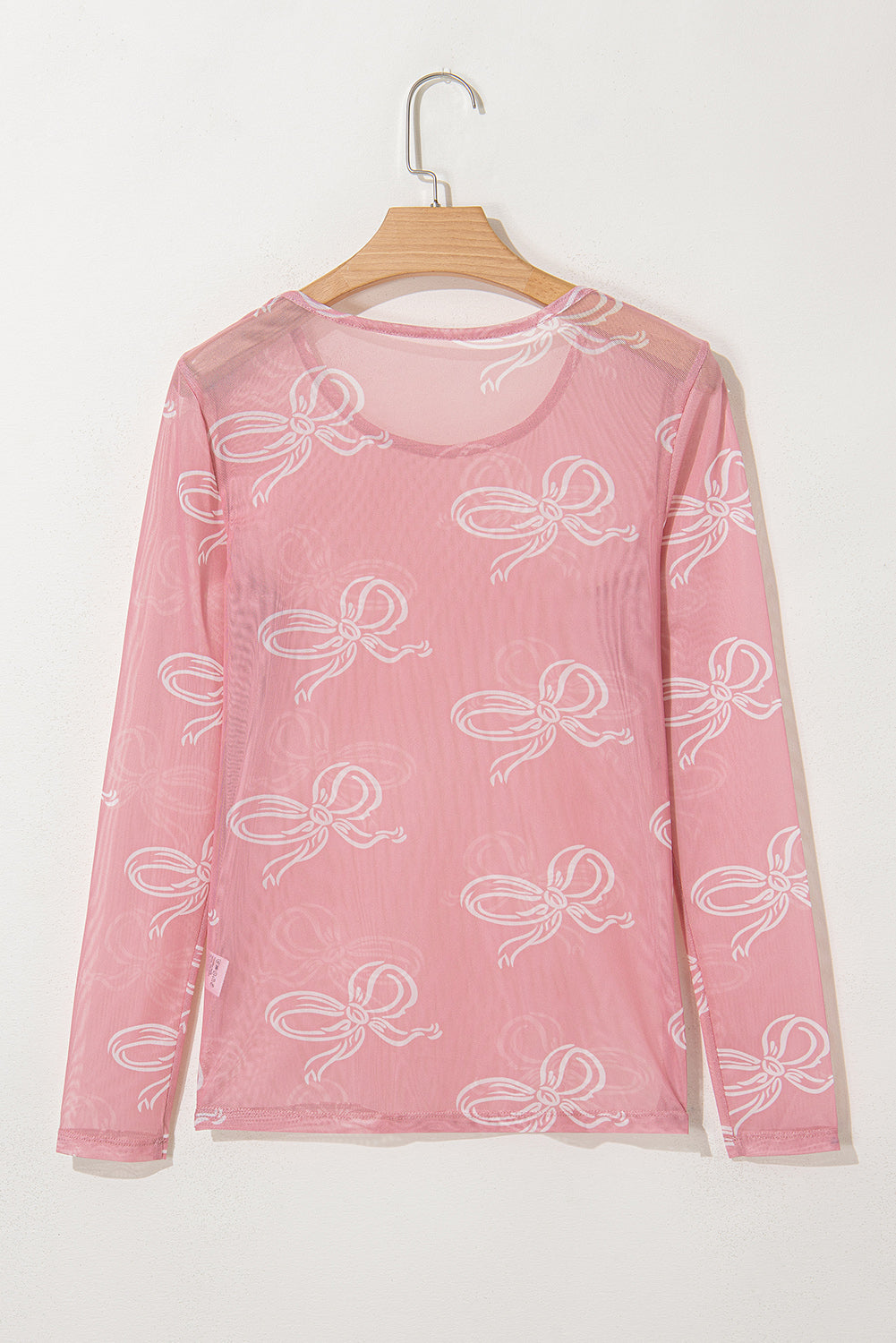 Bow Long Sleeve Mesh Top