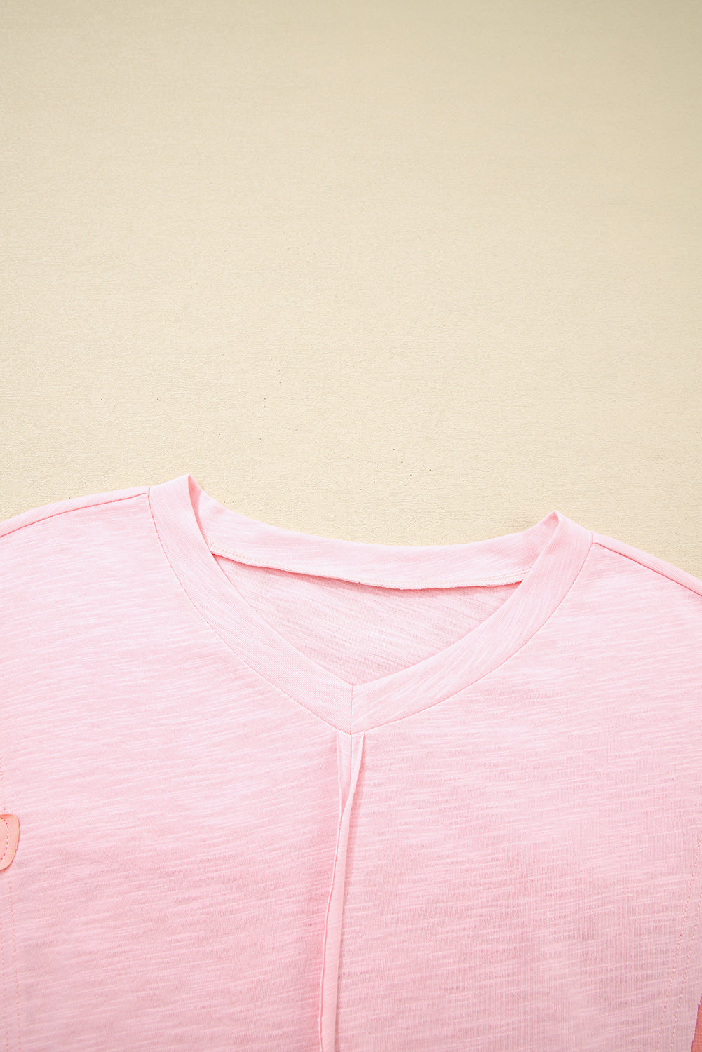 Flower Patch Exposed Seam 3/4 Sleeve T-Shirt