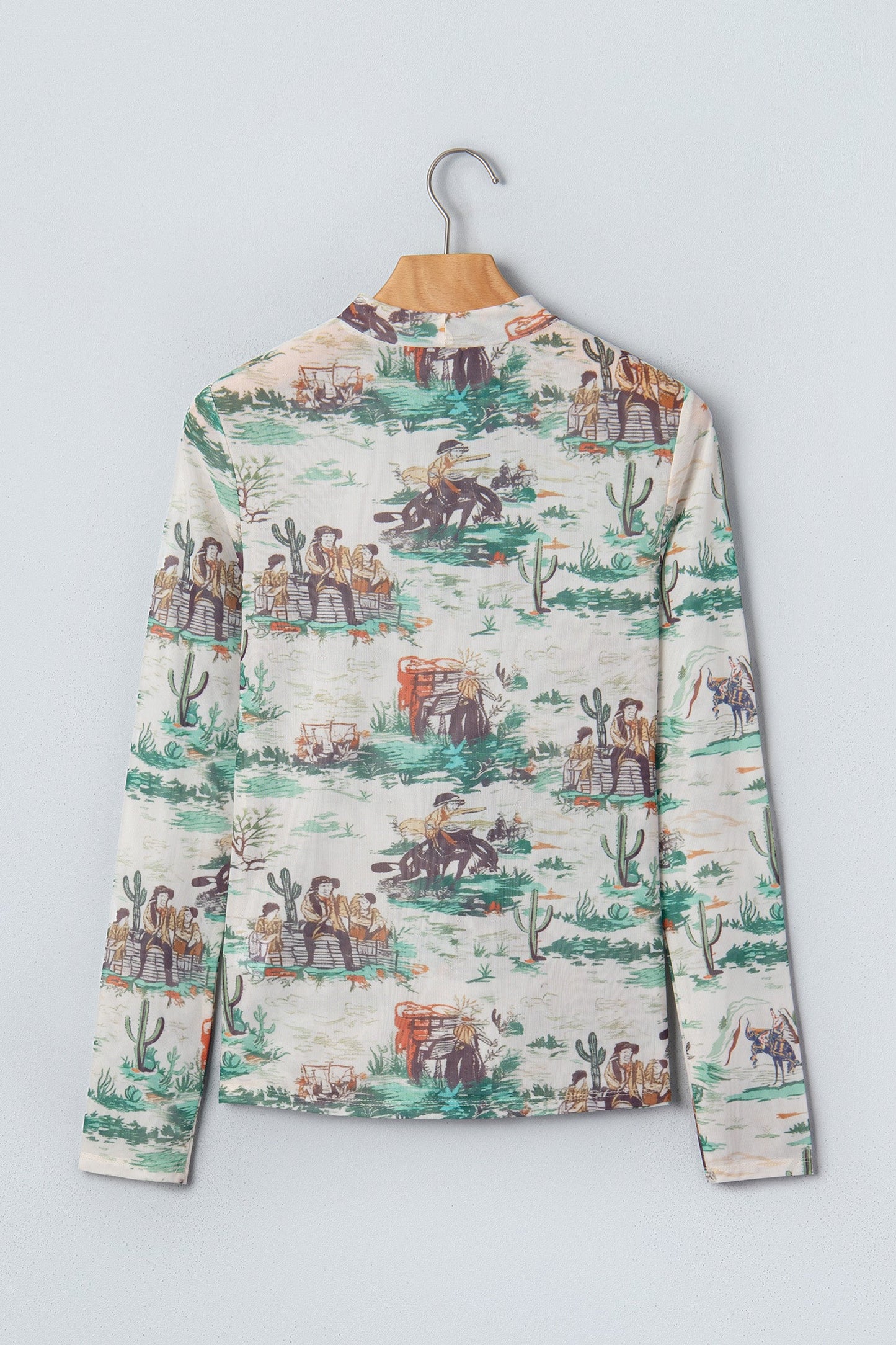 Western Long Sleeve Round Neck Slim Top