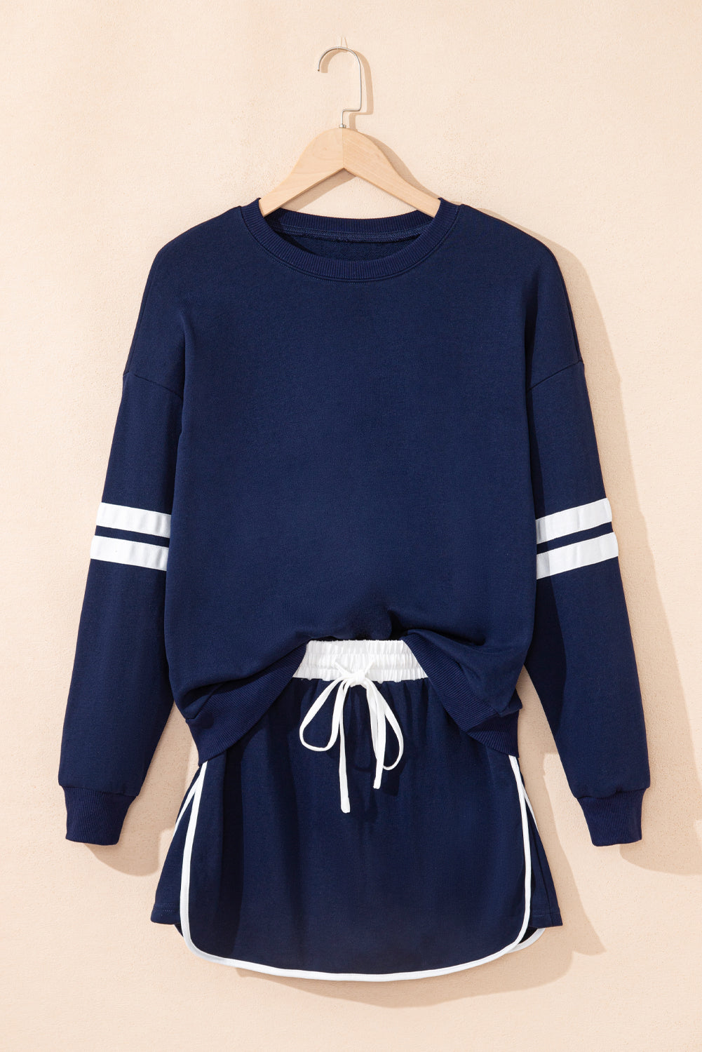 Varsity Stripe Pullover and Mini Skirt Set