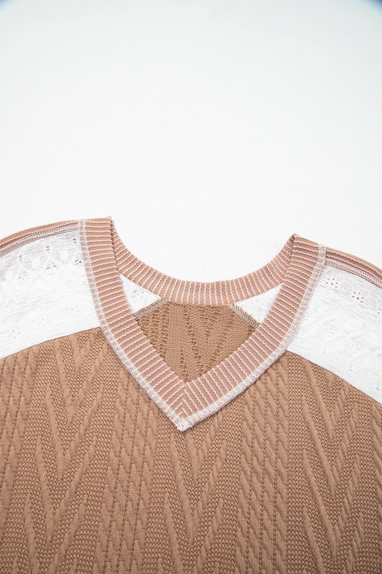 Plus Size Colorblock Lace Patchwork Long Sleeve Blouse