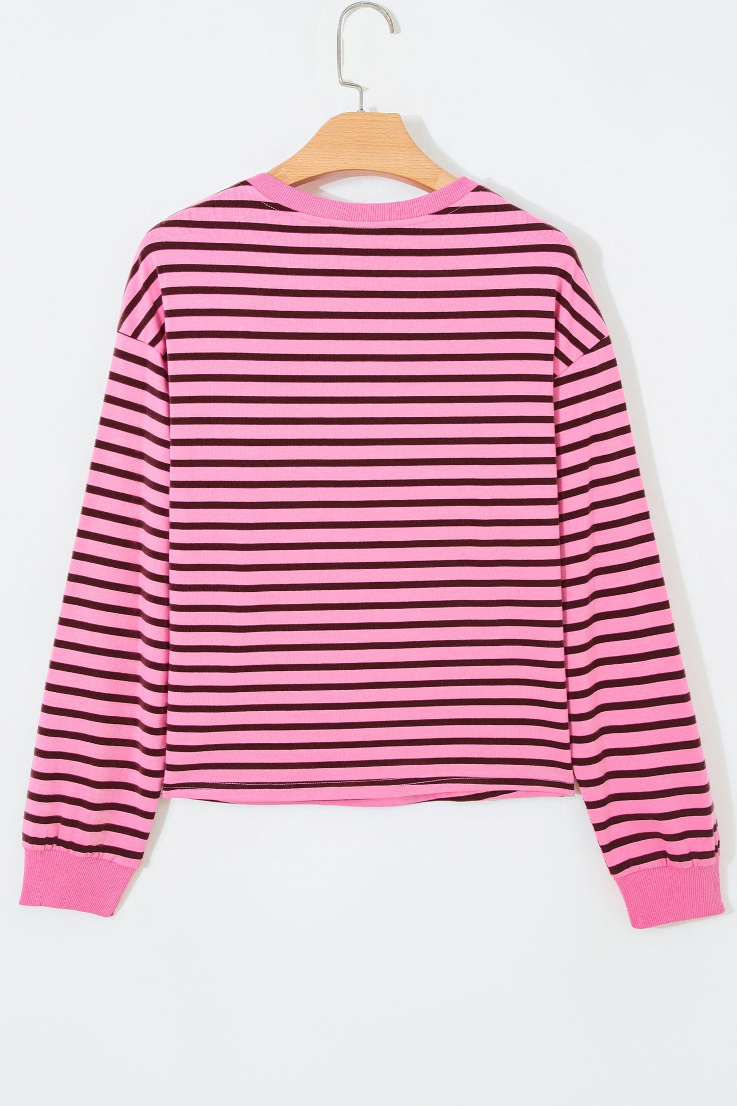 Stripe V-Neck Drop Shoulder Long Sleeve Top
