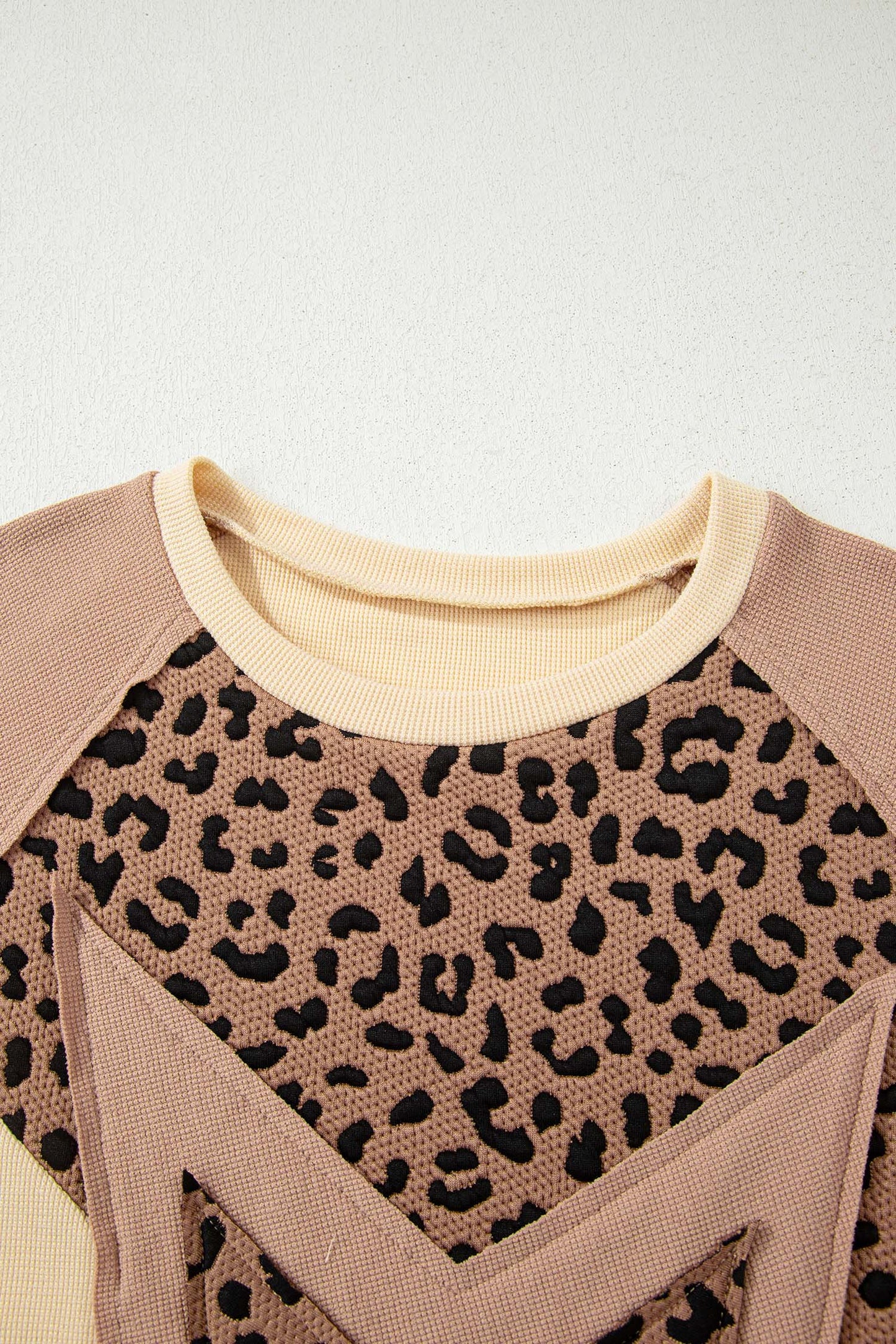Leopard Star Colorblock Patchwork Textured Baggy Sweatshirt