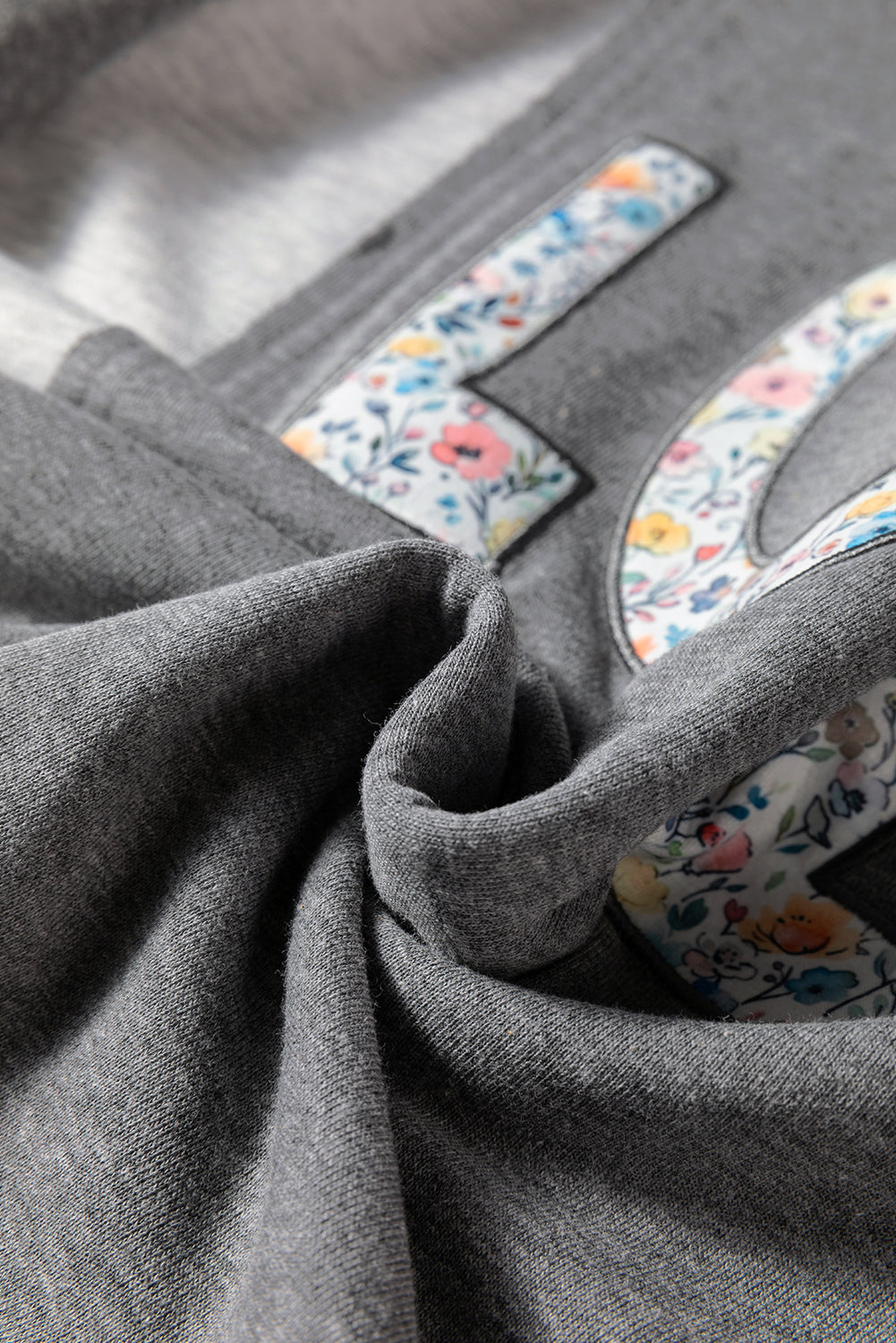 Floral LOVE Reverse Seam Patchwork Long Sleeve Sweatshirt