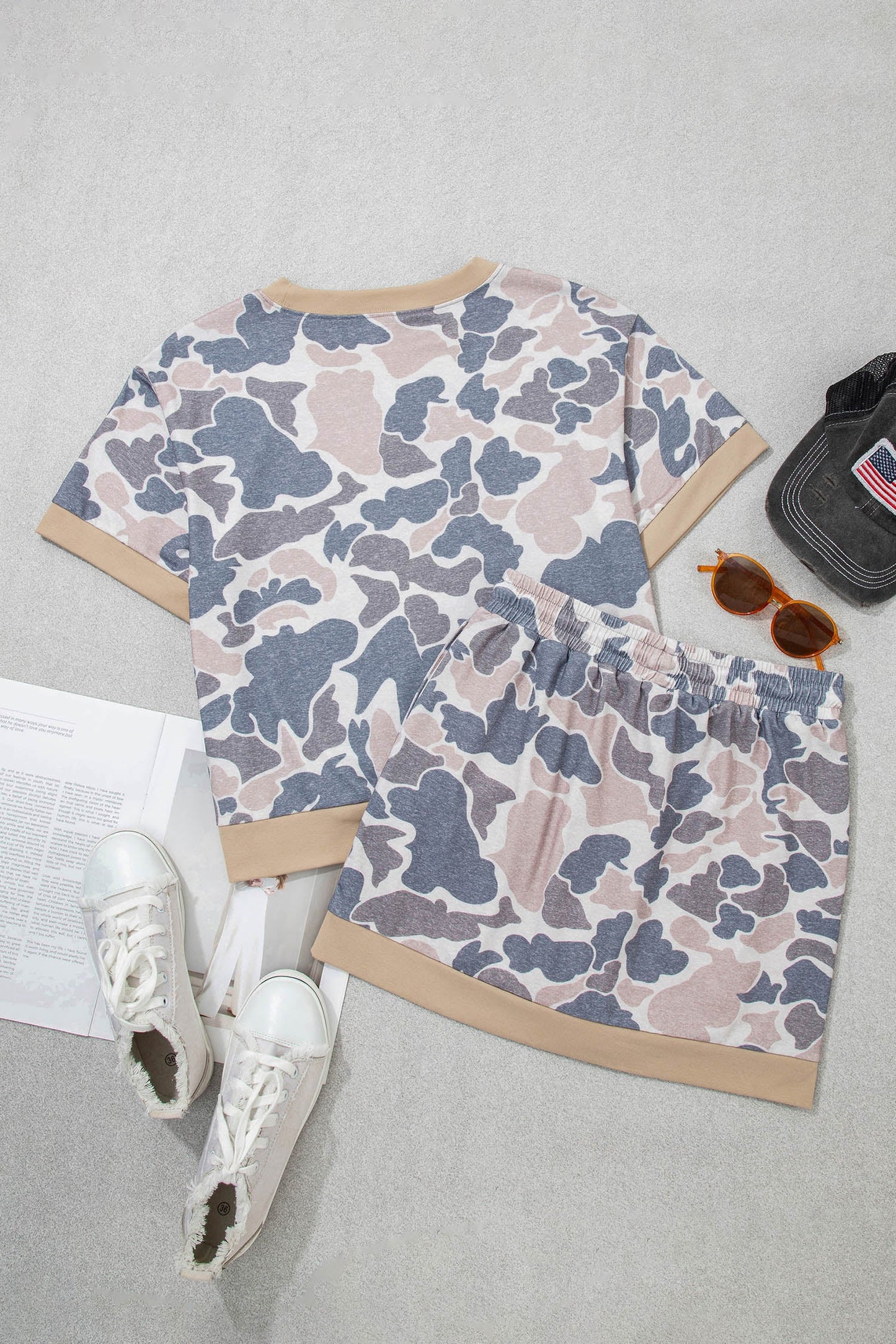 Retro Camo Colorblock Top & Trim Skort Set