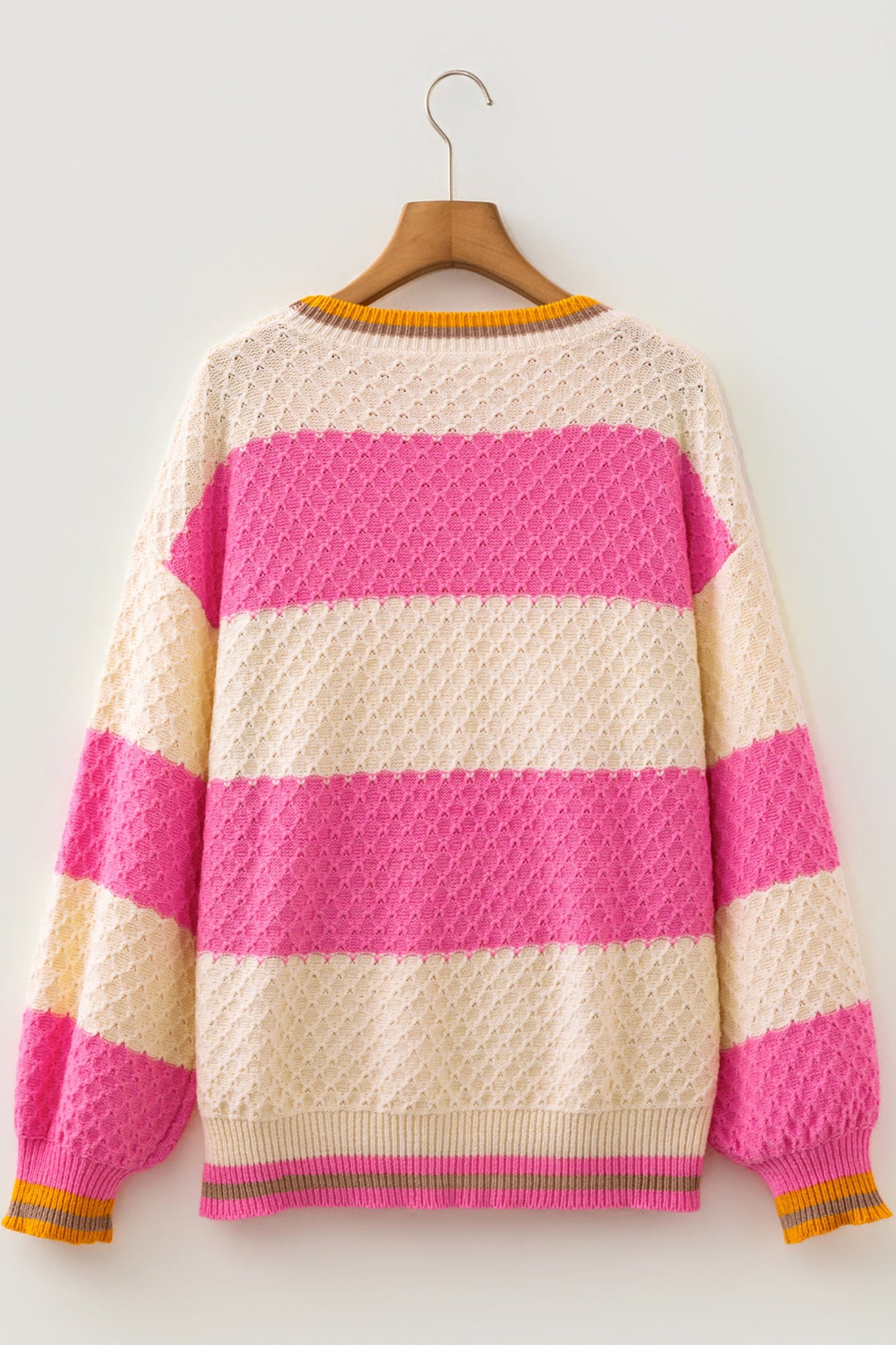 Stripe Colorblock Textured Drop Shoulder Sweater