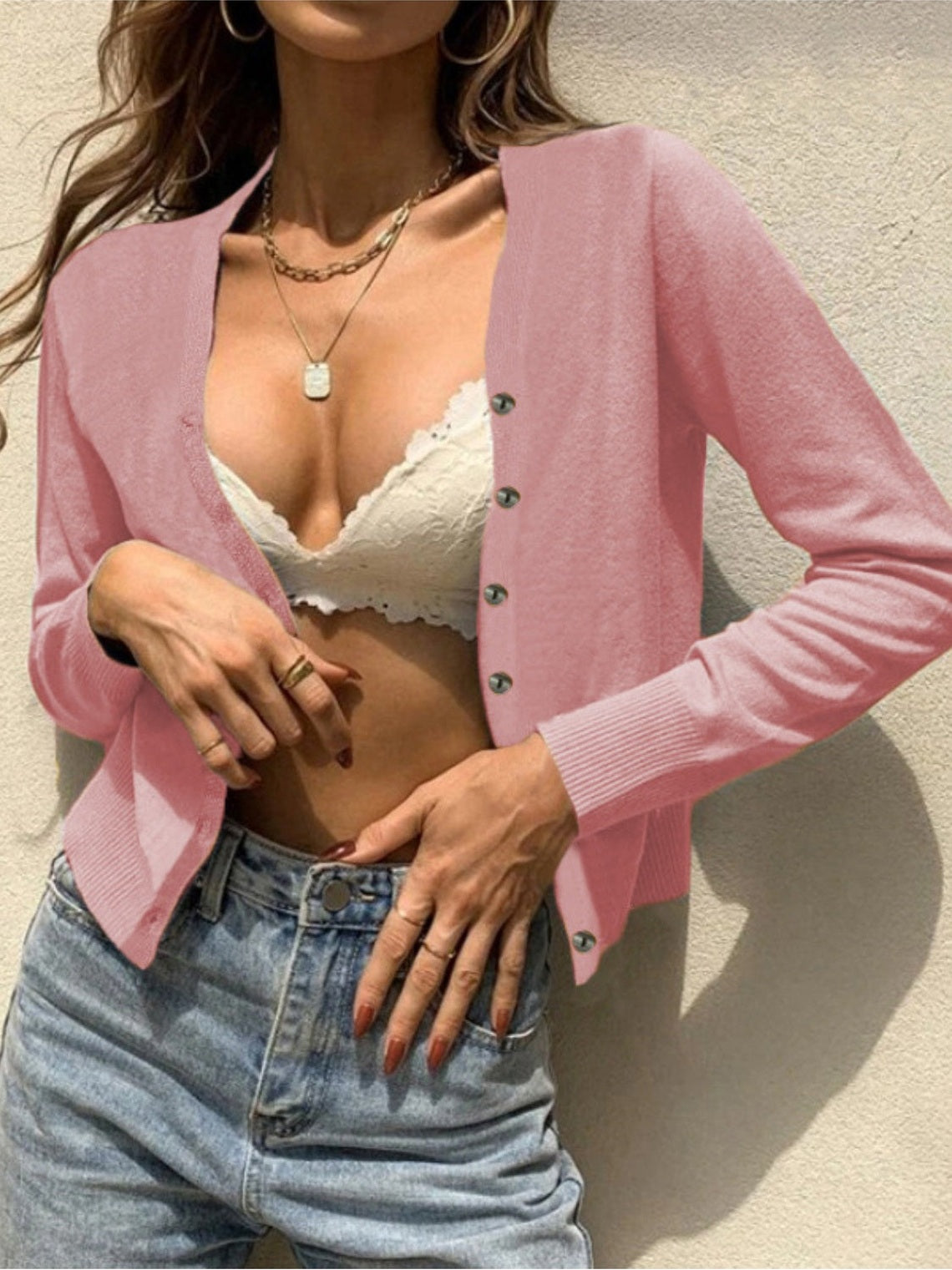 Women Button Up Long Sleeve Cardigan
