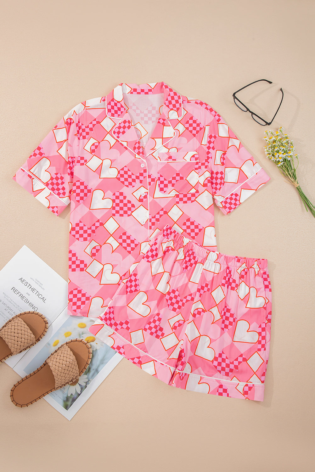 Valentine Heart Shirt and Shorts Pajama Set