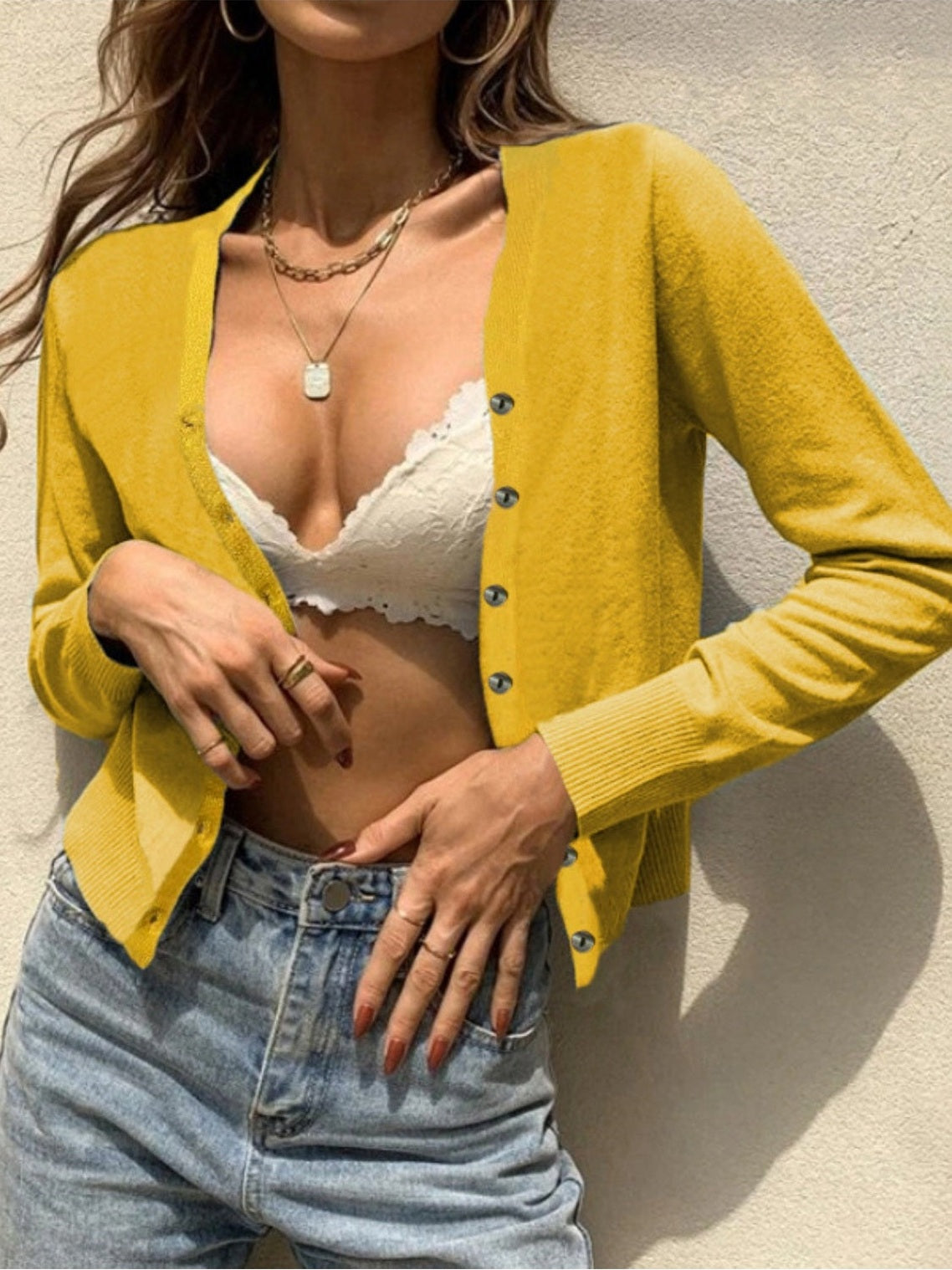 Women Button Up Long Sleeve Cardigan