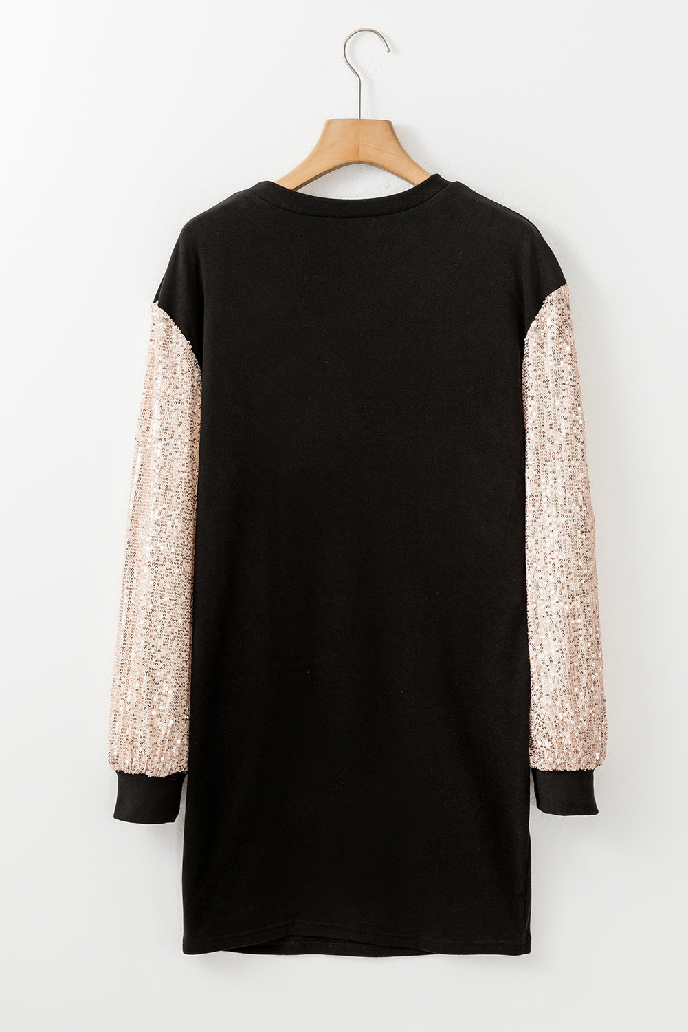 Solid Sequin Patchwork Puff Sleeve Mini Dress