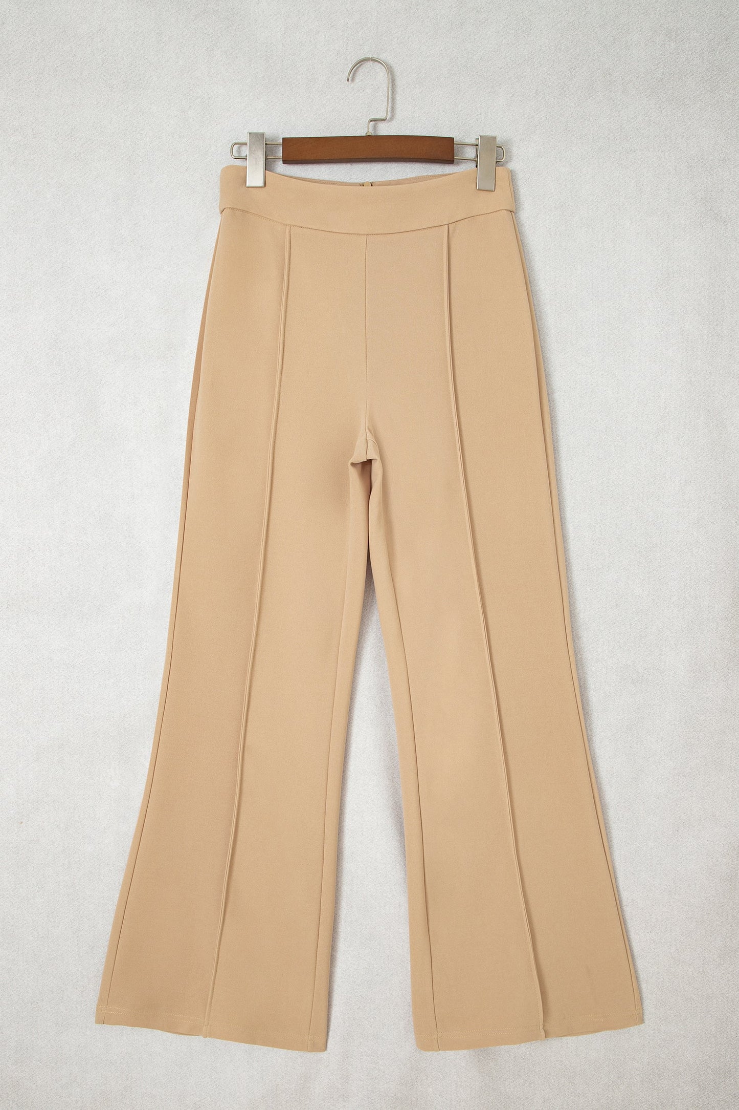 Solid High Waist Exposed Seam Bootcut Pants