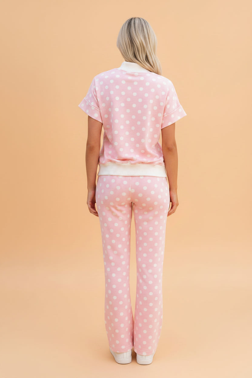 Polka Dot Mock Neck Top & Pants Set
