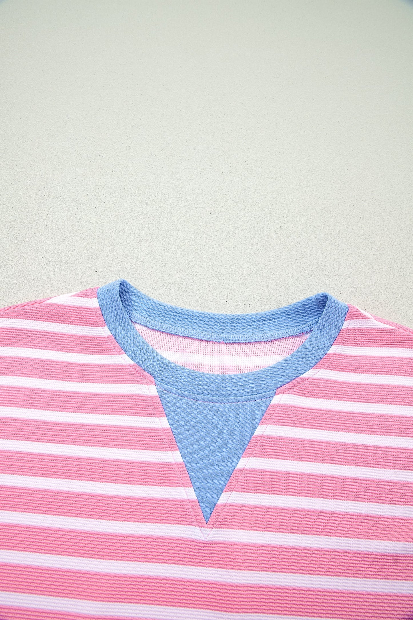 Stripe Contrast Trim Short Sleeve Top