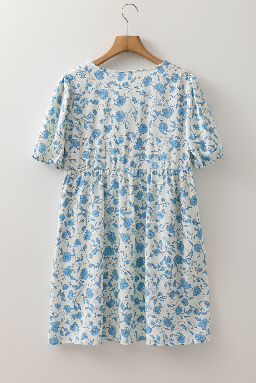 Floral Bow Puff Sleeve Mini Dress
