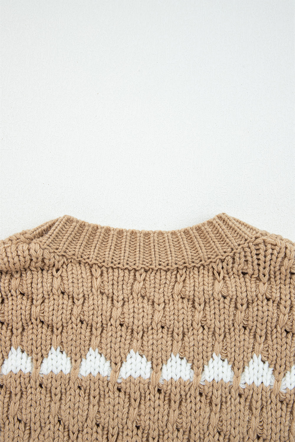Colorblock Textured Knit Puff Sleeve Sweater