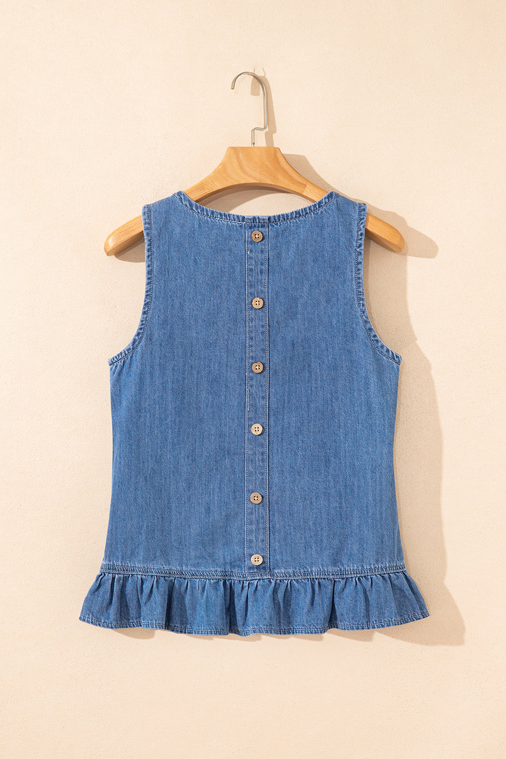 Denim Ruffle Hem Sleeveless Top