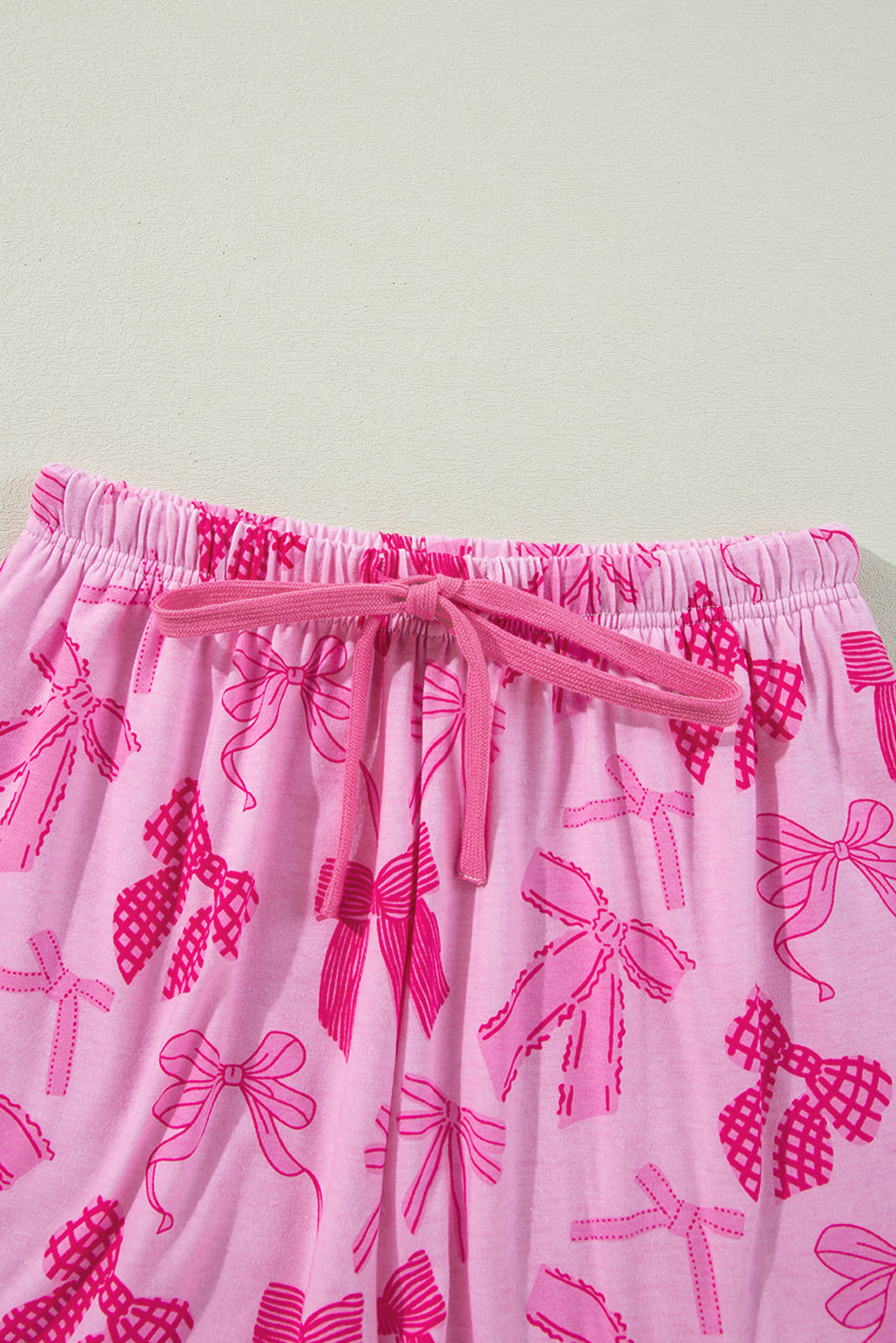 Bow Shirt and Shorts Pajamas Set