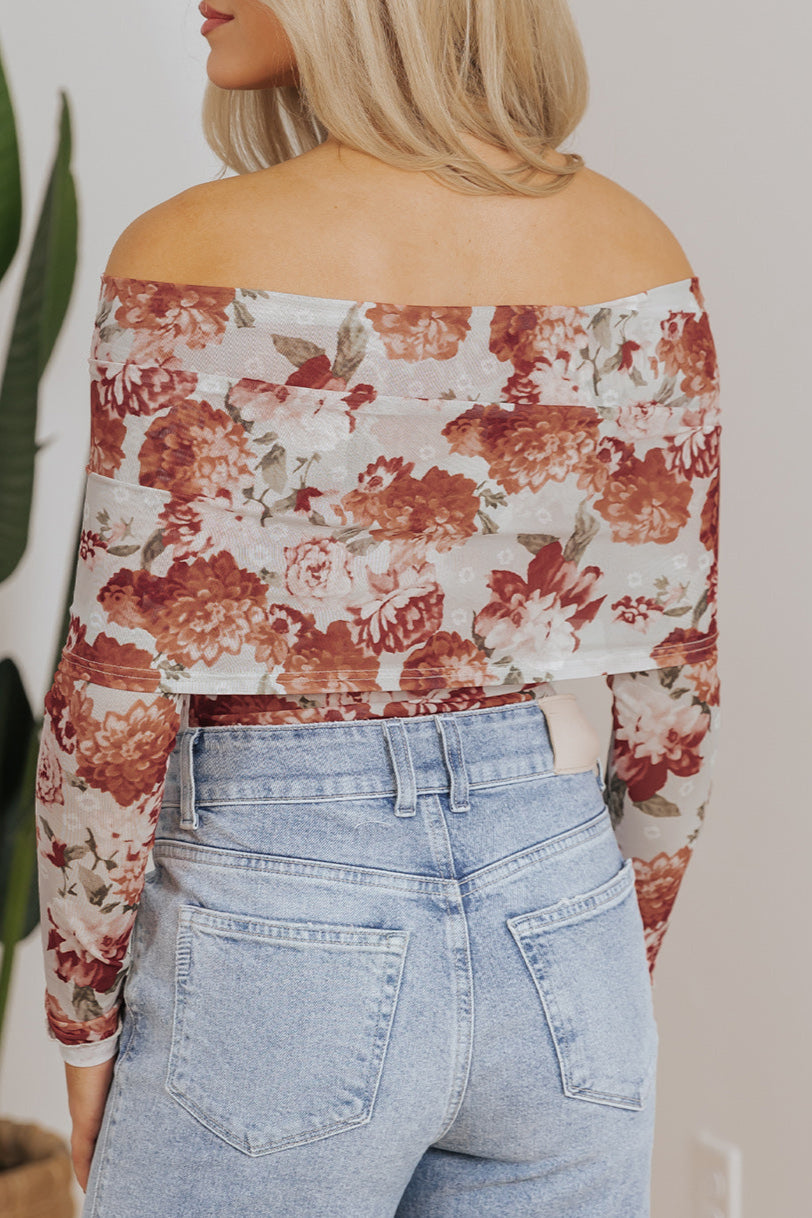 Floral Mesh Long Sleeve Bodysuit