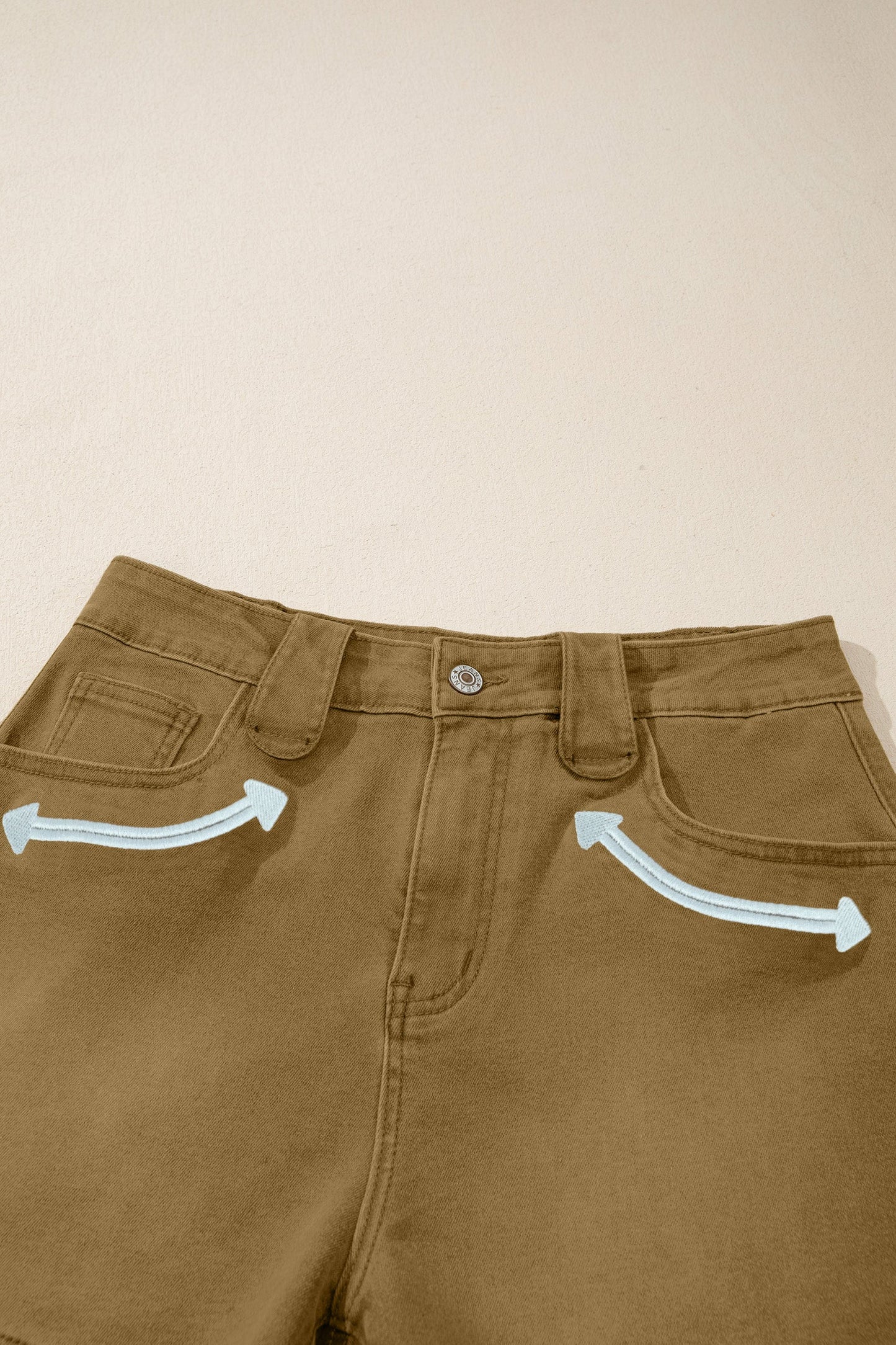 Western Denim Arrow Embroidered High Waist Shorts