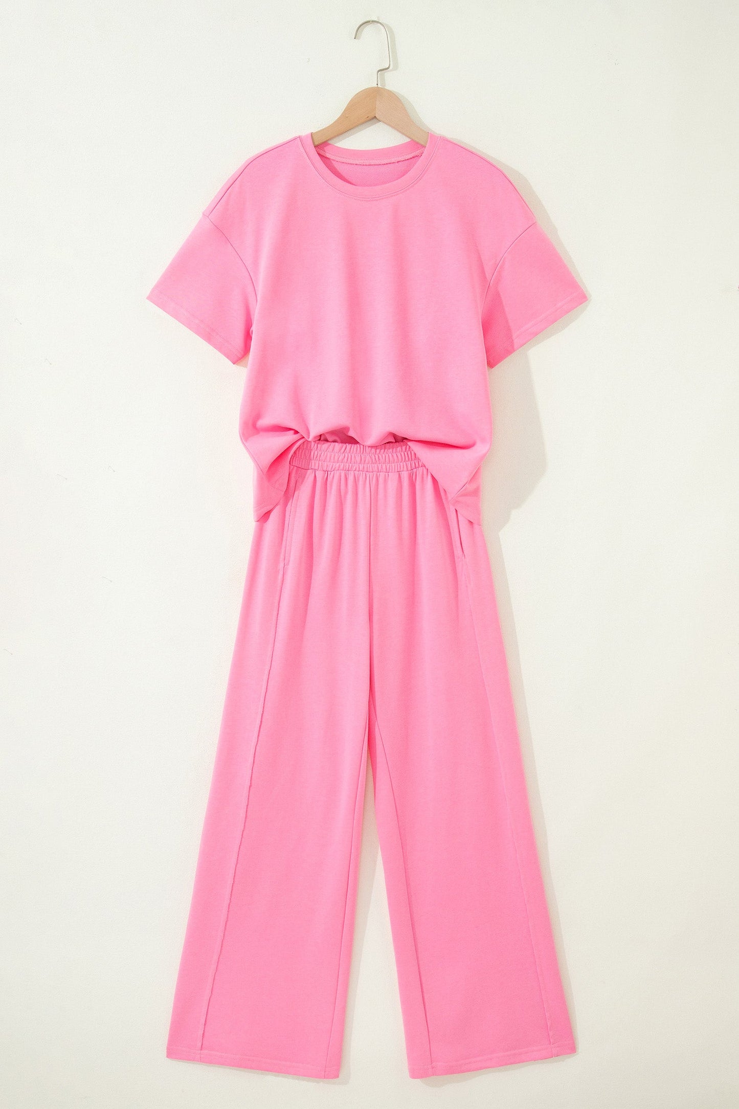 Solid Oversize Tee & Wide Leg Pants Set