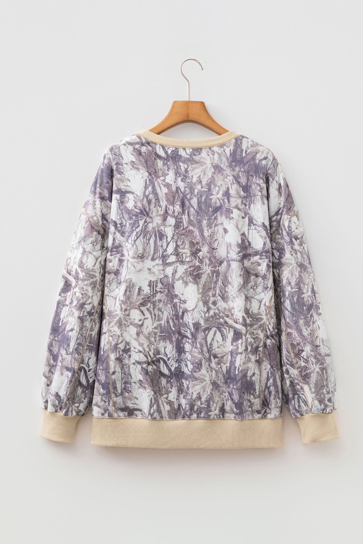 Camo Colorblock Trim Side Split Tunic Sweatshirt