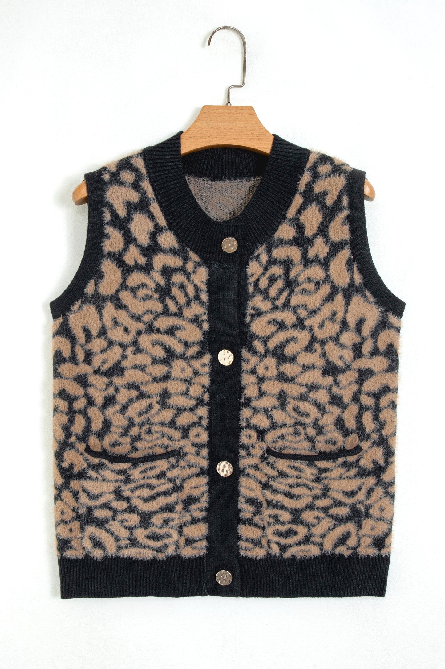 Leopard Sleeveless Regular Wash Knit Vest
