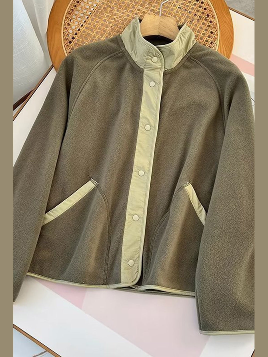 Women Double Take Snap Down Raglan Sleeve Jacket with Pockets