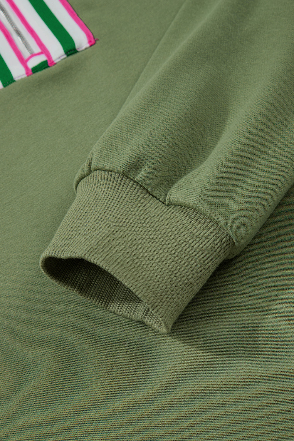 Solid Contrast Stripe Collared Patchwork Sweatshirt
