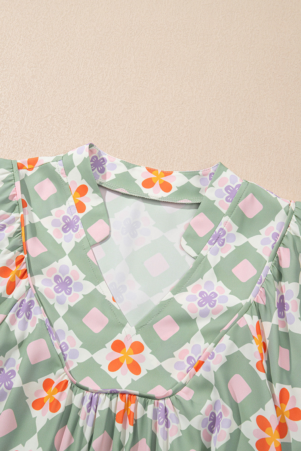 Geometric Floral 3/4 Sleeve Mini Dress