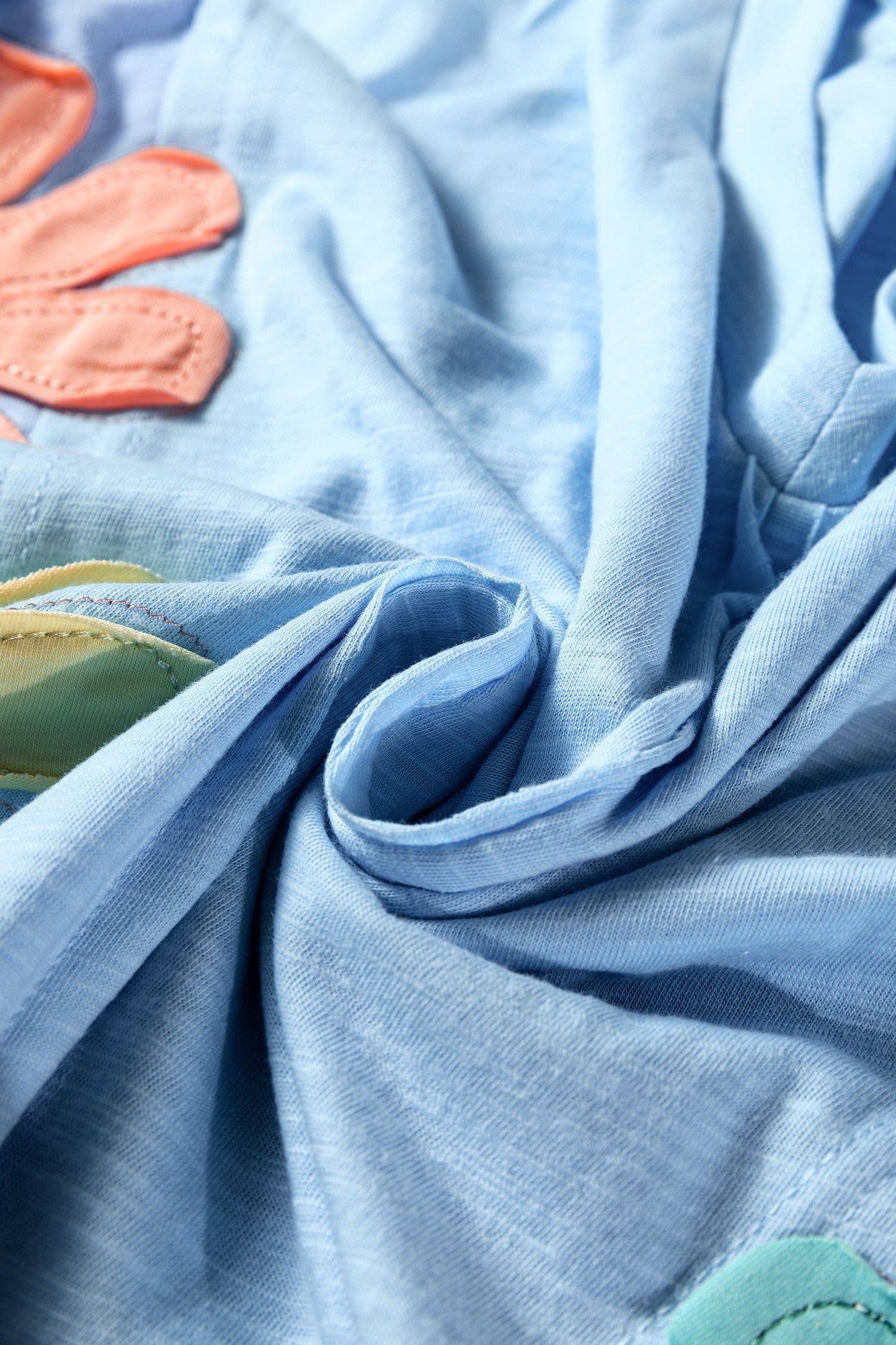 Flower Patch Exposed Seam 3/4 Sleeve T-Shirt