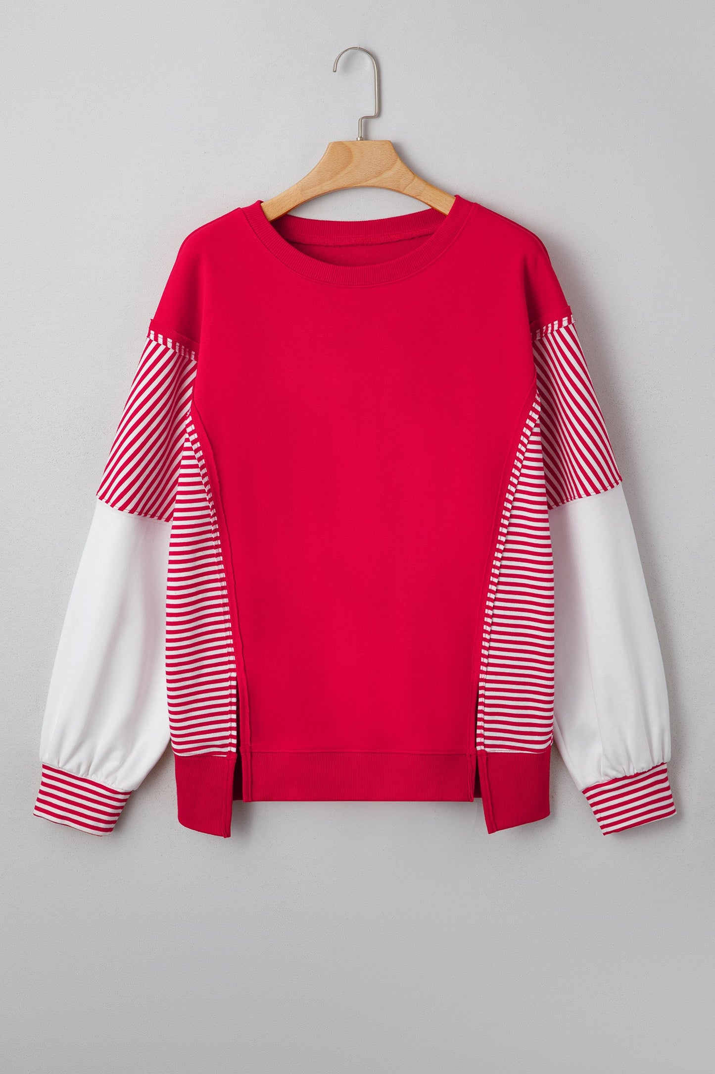 Stripe Leopard Patchwork Long Sleeve Sweatshirt