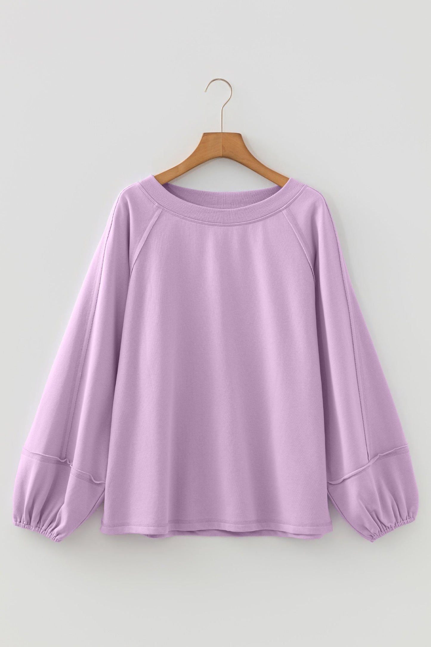 Solid Raw Seam Patchwork Baggy Sweatshirt