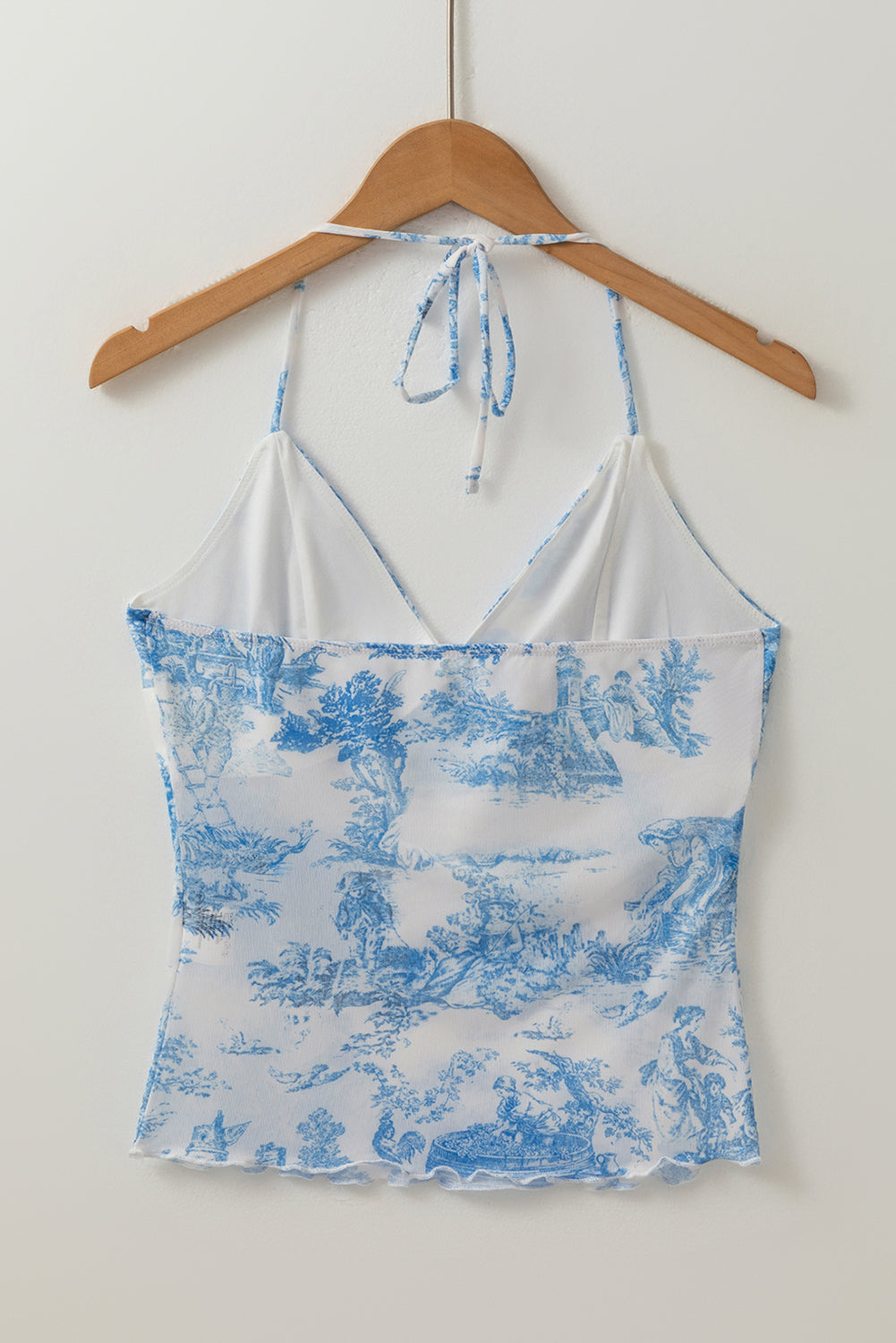 Floral Mesh Halter Tank Top