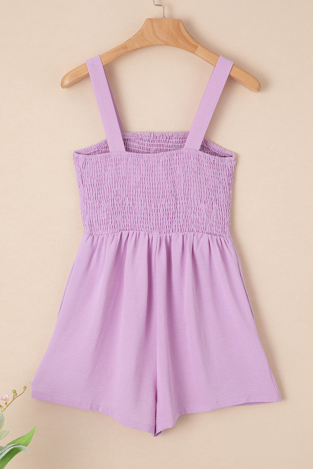 Smocked Sleeveless Romper w/ Pockets
