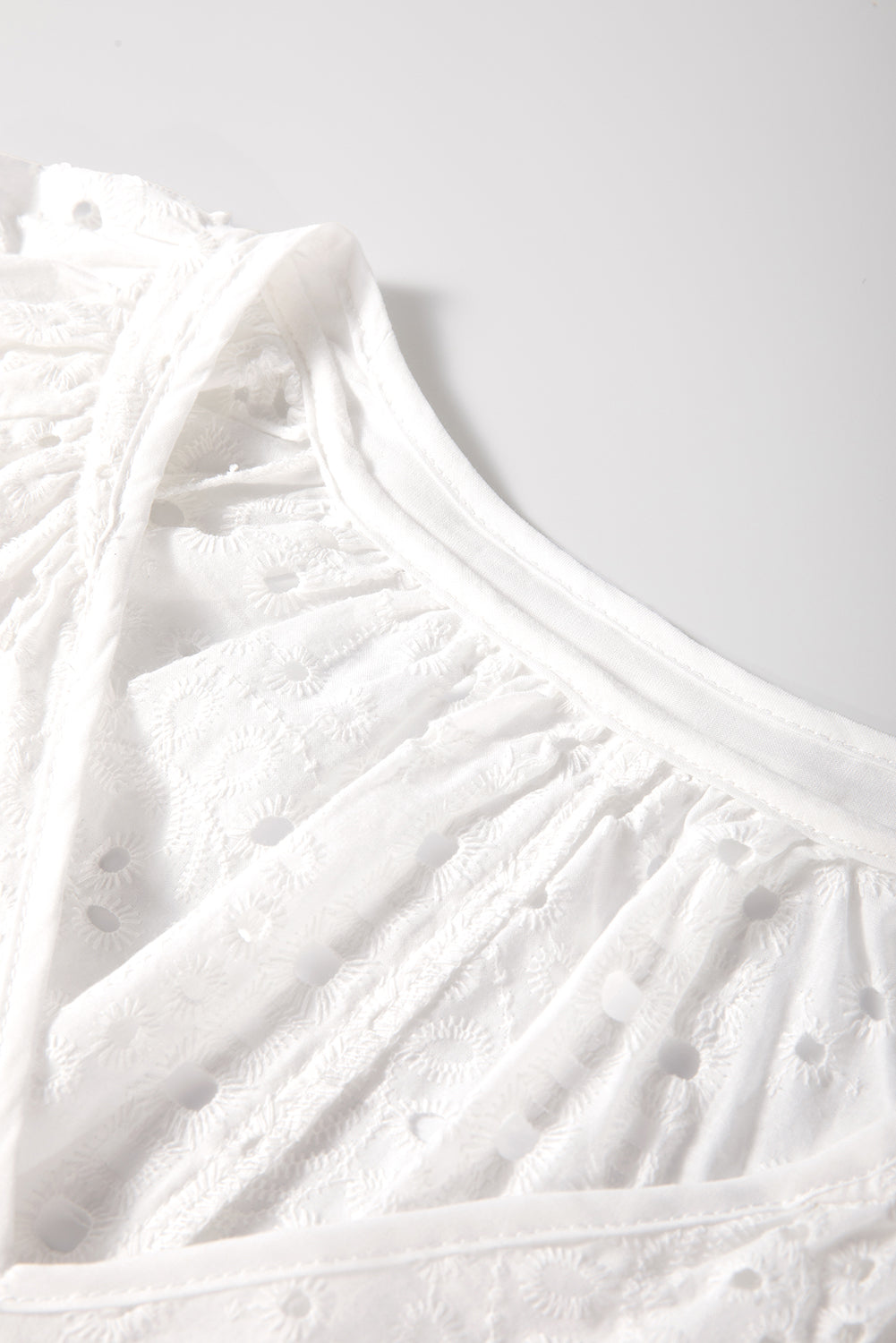Eyelet Embroidered Puff Sleeve Blouse
